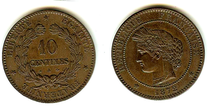 10 centimes Cérès 1872 Paris SUP-